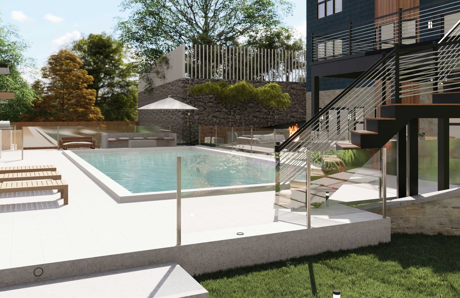 New Canaan pool design with concrete deck