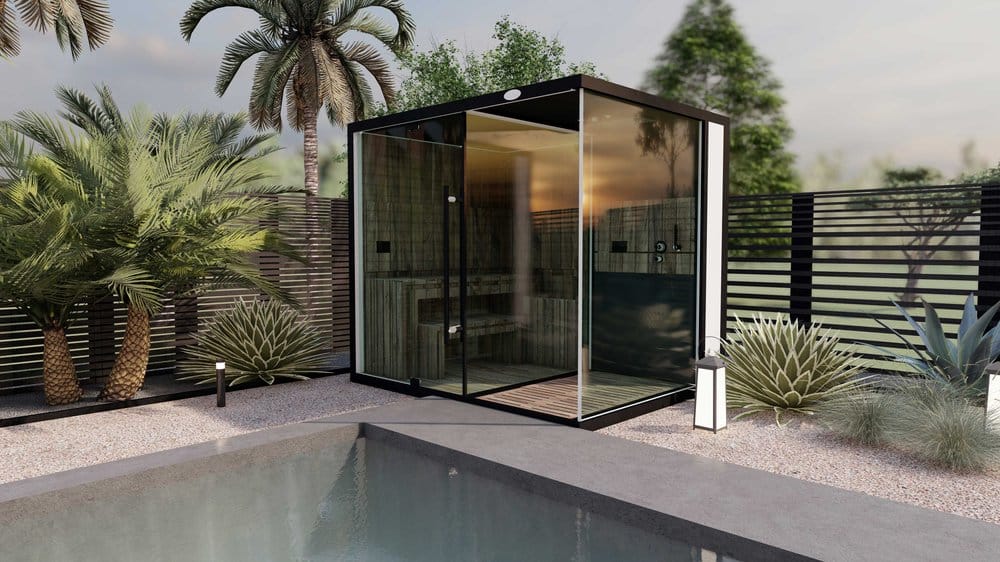 Las Vegas fenced yard with enclosed outdoor shower
