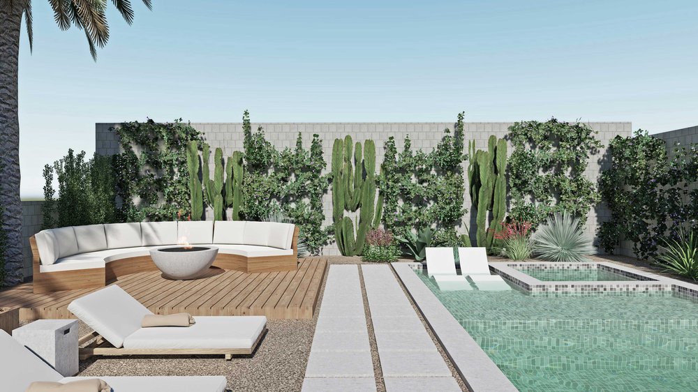 Las Vegas swimming pool design with plants