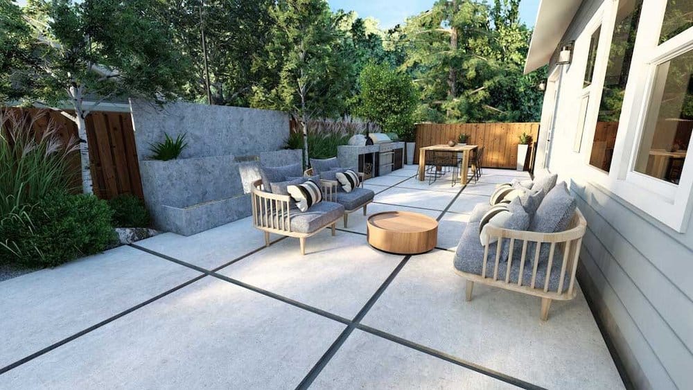 Napa courtyard showing outdoor kitchen and cozy sitting area