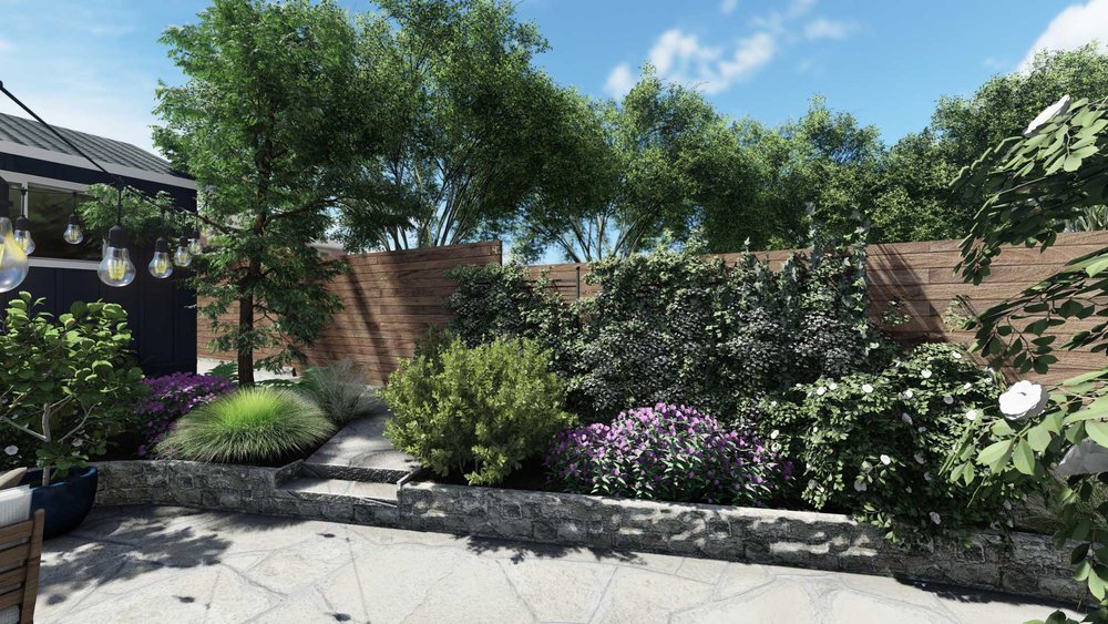 Napa side yard design with soft scapes
