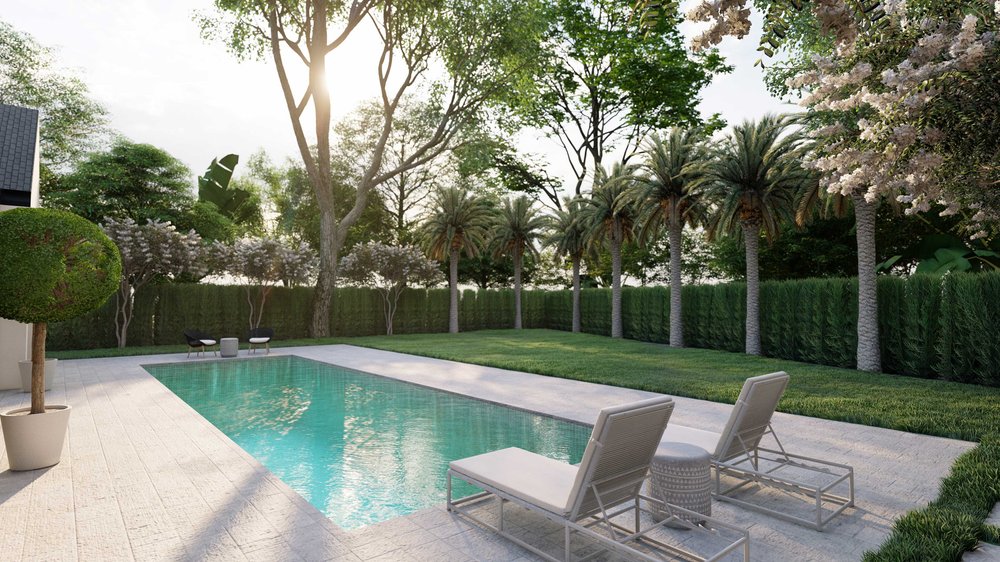 Orlando pool design with trees