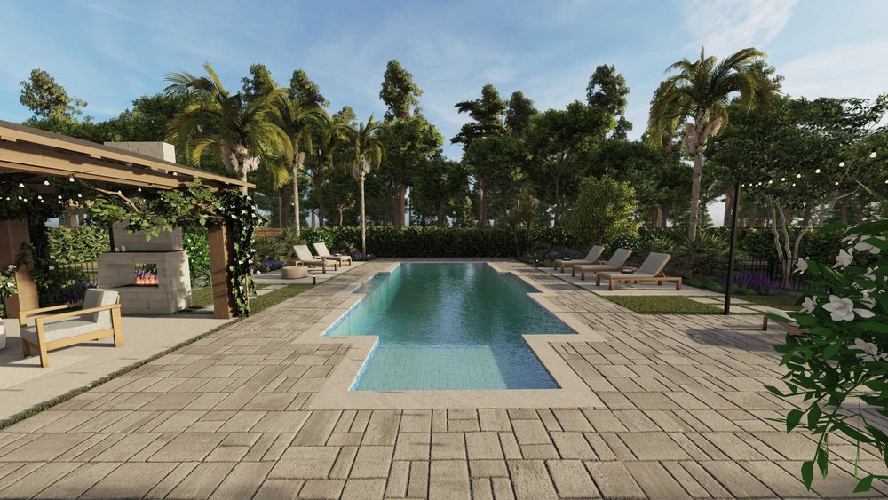 Swimming pool design with trees in Orlando