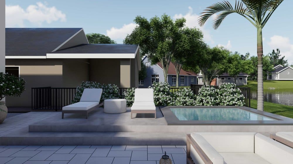 Orlando backyard with paved pool area