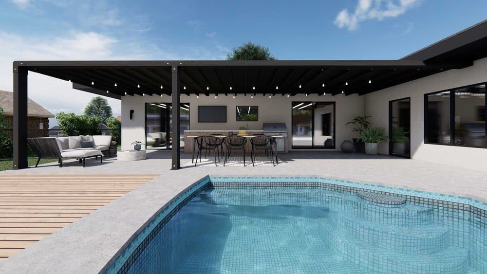In-ground pool and outdoor kitchen in Palm Beach