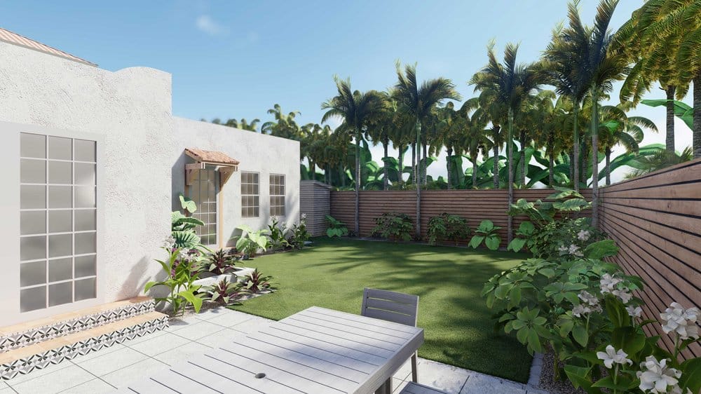 Fenced yard with plants in Palm Beach