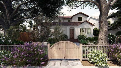 Palo Alto frontyard design with plants and trees