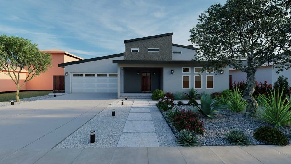 Front yard design with driveway