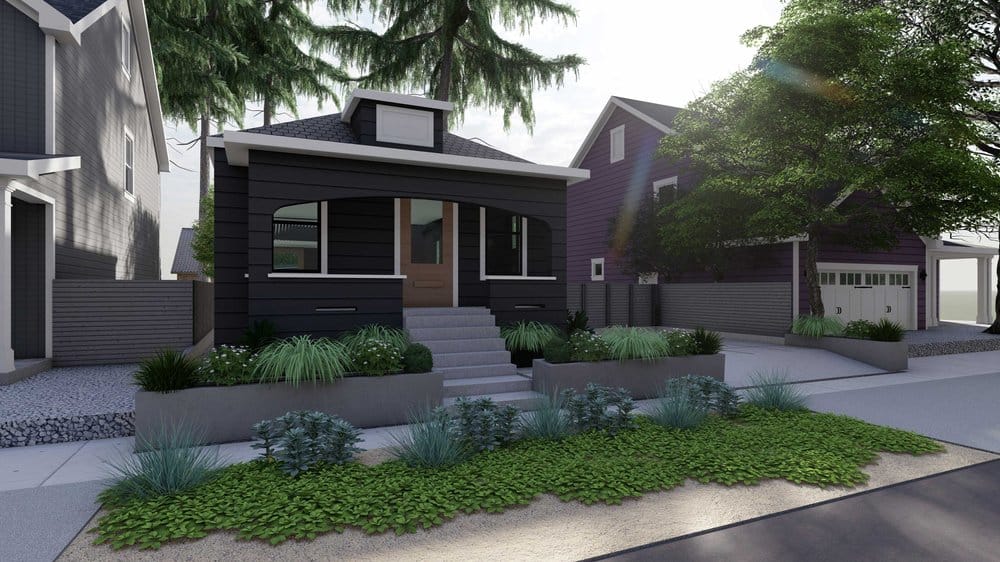 Portland front yard design with plants
