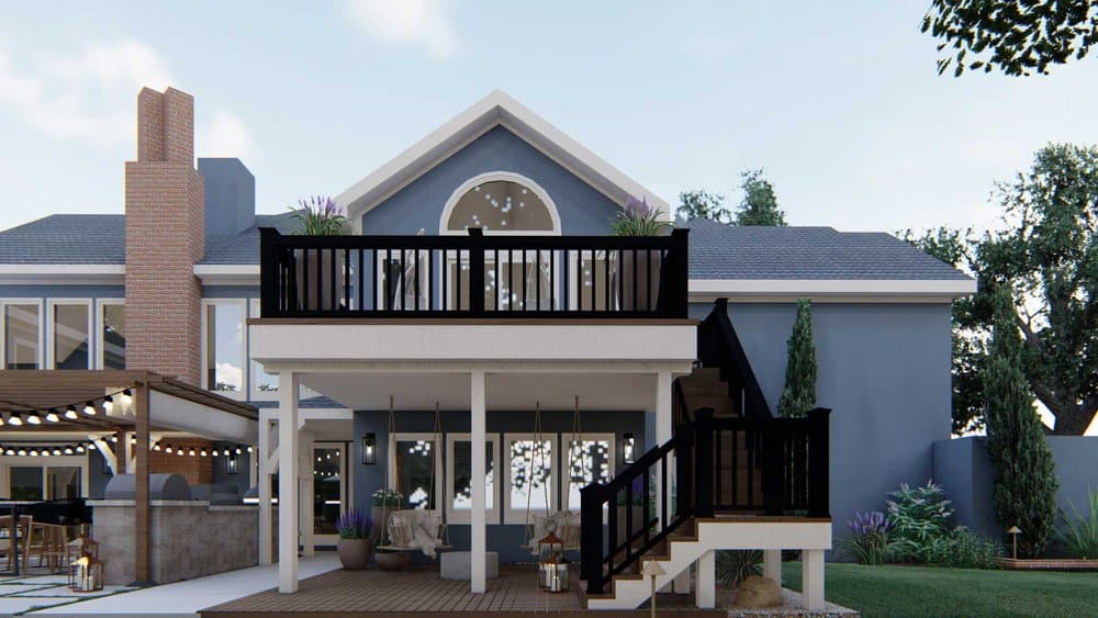 St. Charles front porch design with outdoor kitchen