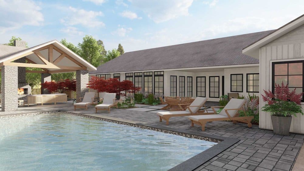 St. Charles in-ground swimming pool design with concrete paver deck