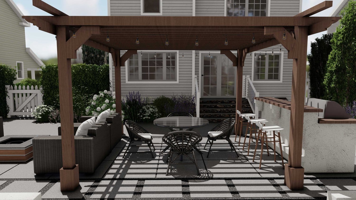 Stamford backyard with patio and pergola