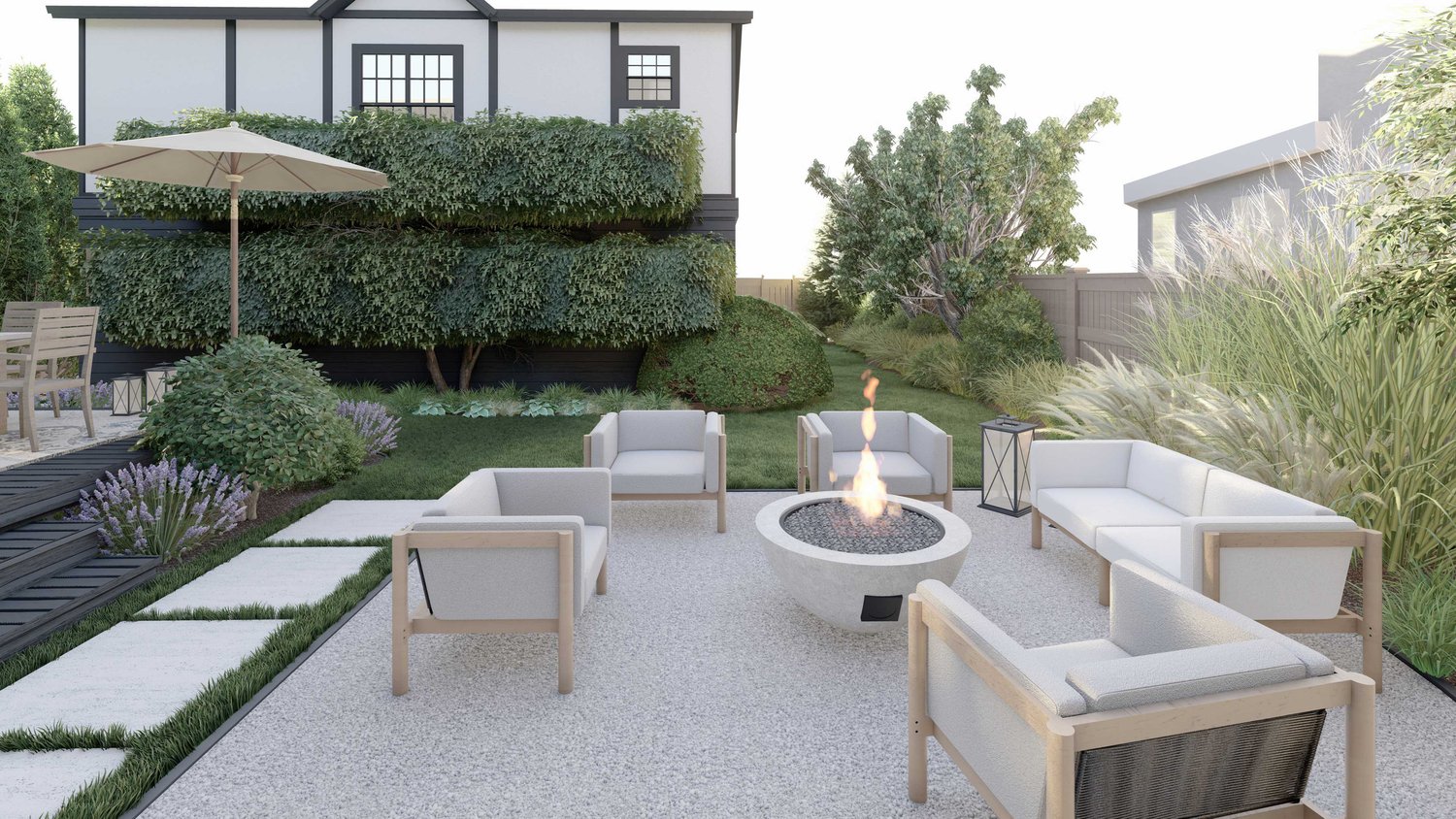 Tacoma patio with fire pit
