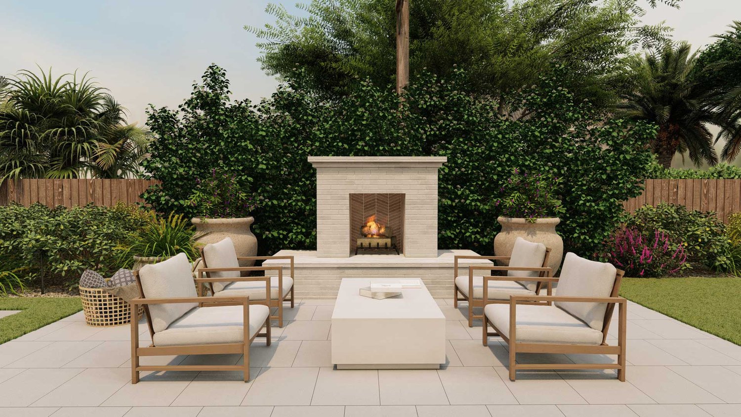Tampa outdoor paver patio fire pit seating area