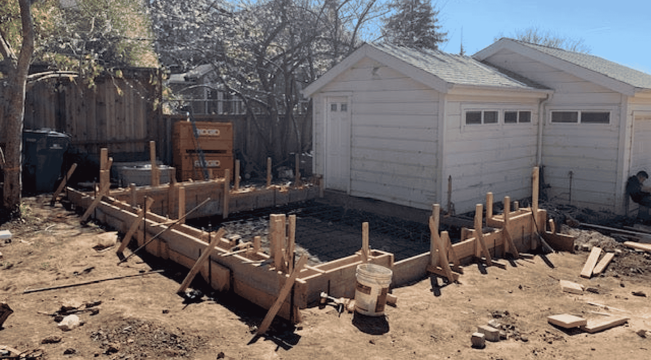 Before photo of under-construction backyard