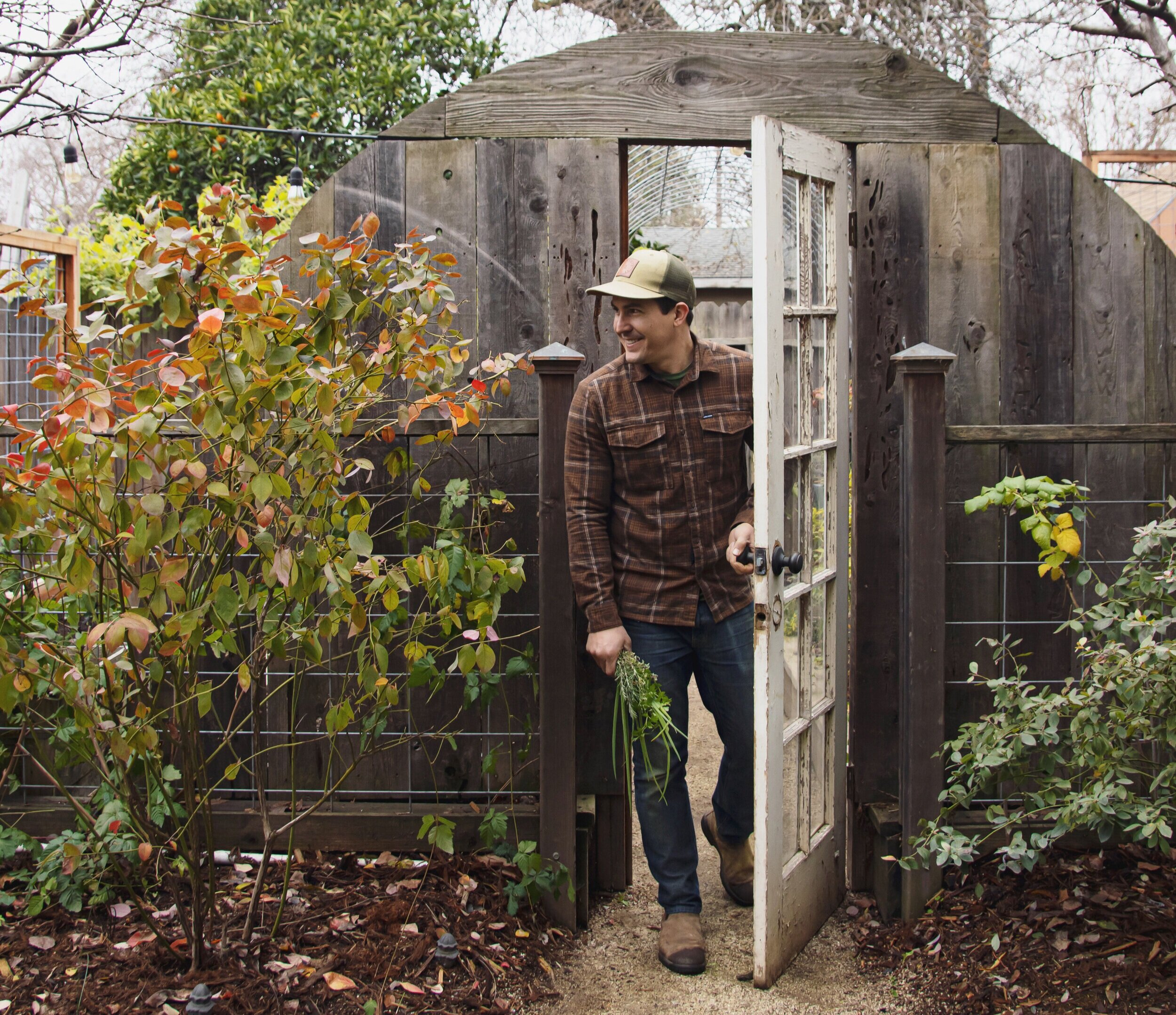 Kyle Hagerty in his edible garden in Sacramento