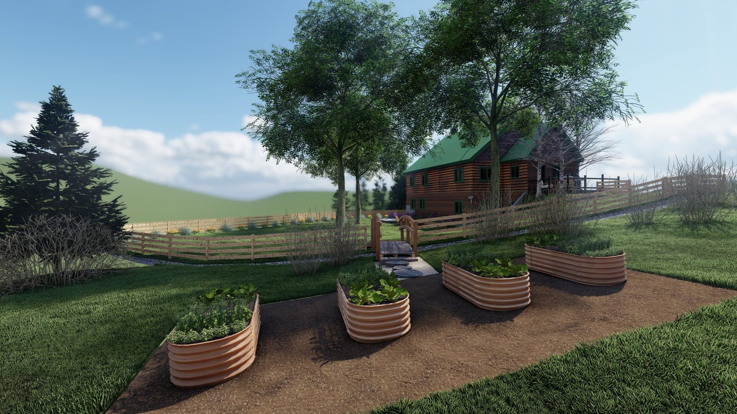 Cheyenne ranch with raised garden beds