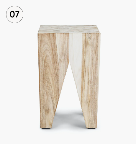 Tana natural teak wood outdoor stool.