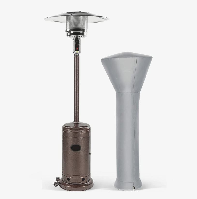 04 Pamapic Patio Heater - We’re feeling the warm bronze finish of this lofty propane heater. At just over seven feet tall, its heat range reaches 18 feet in diameter, so no one is forced into huddle. It also comes with a waterproof cover. SHOP NOW >” loading=”lazy”></noscript><br/><img loading=