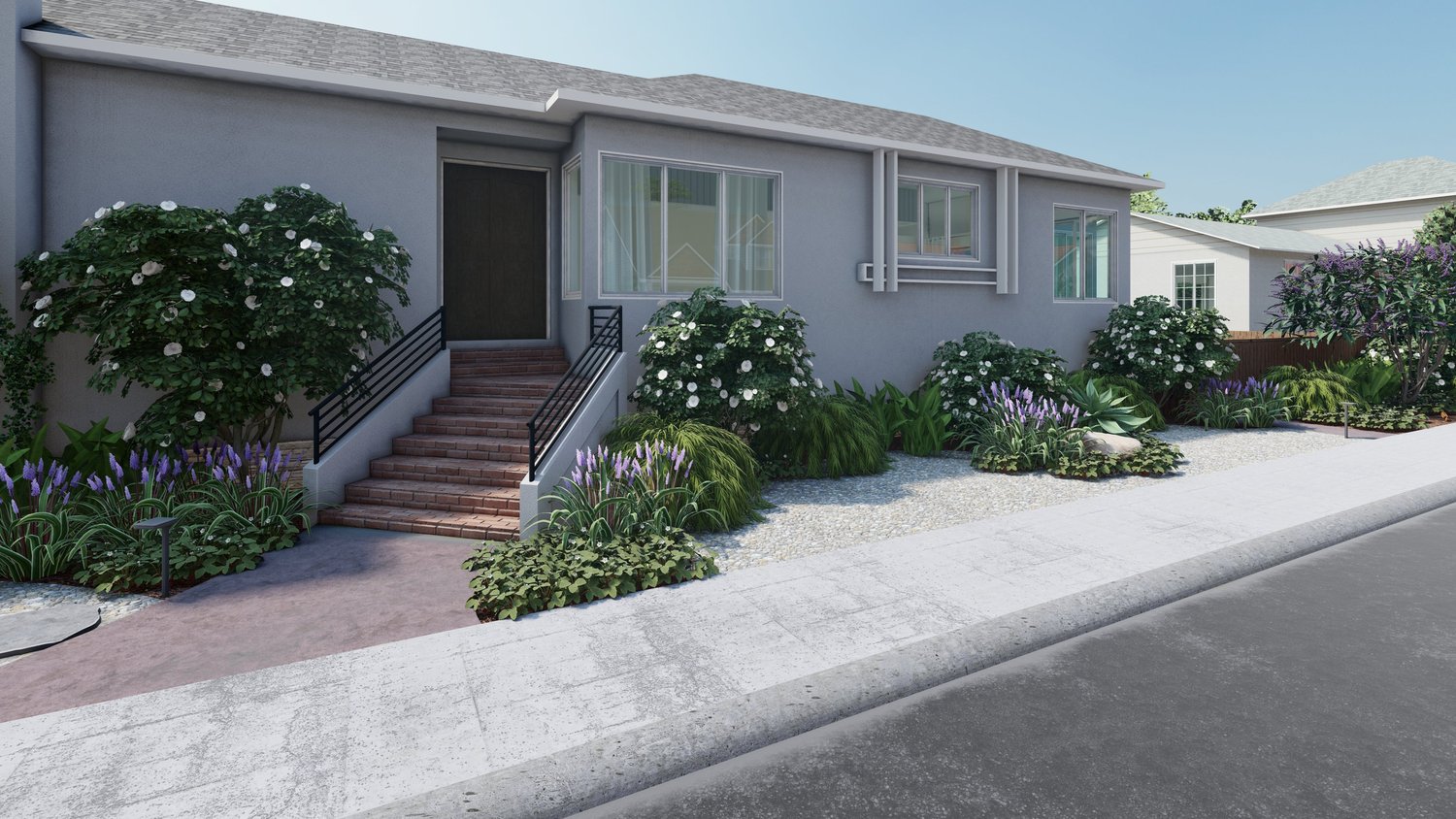 San Francisco front yard design with plantings and concrete path