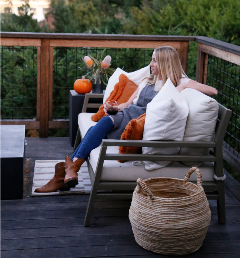 Yardzen cofounder Allison enjoying the deck at our Mill Valley project