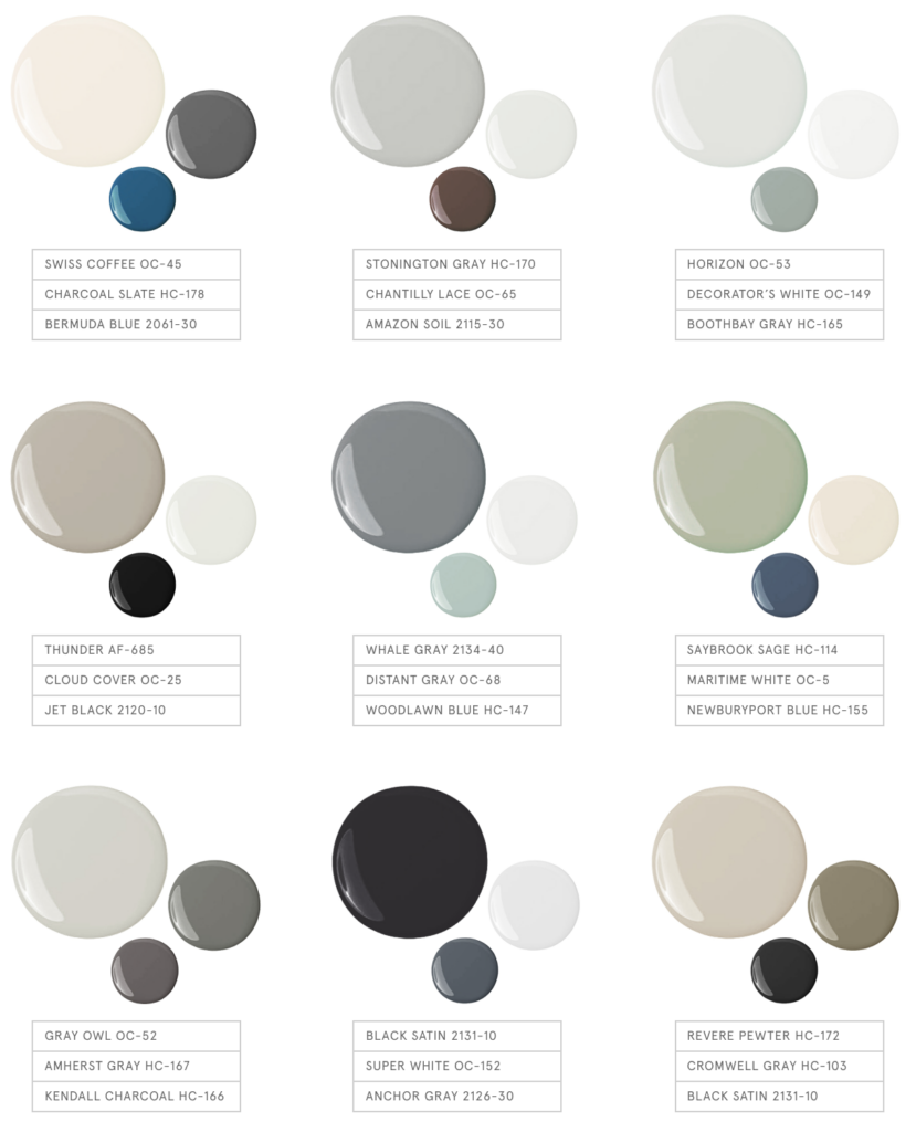9 sets of 3 paint circle color combinations