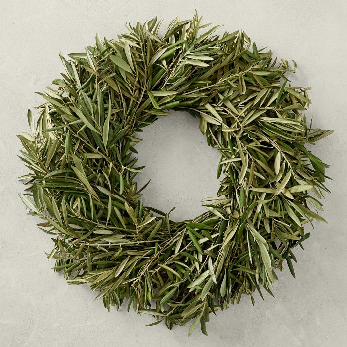 08                                   Olive Wreath - No need to diy a natural wreath—add a touch of texture to your door or exterior walls with a wreath handcrafted of fresh California-grown olive branches from Williams Sonoma. The wreath will arrive fresh and fragrant, dry beautifully, and last for months. SHOP NOW >” loading=”lazy”></noscript><br />
<img decoding=