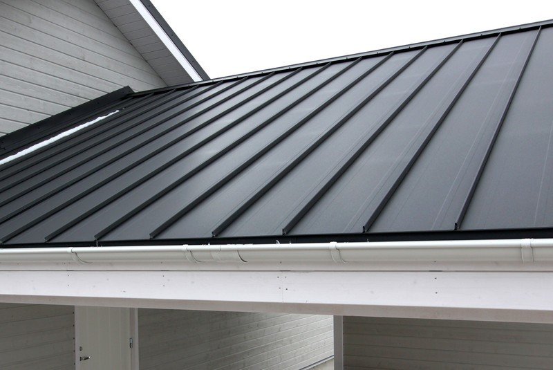 Metal roofing sheet in black color.