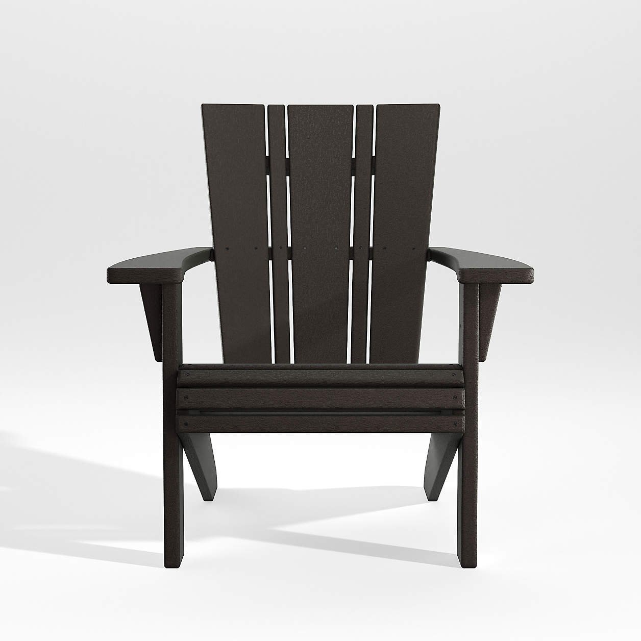 Black adirondack chair with straight back and curved armrests