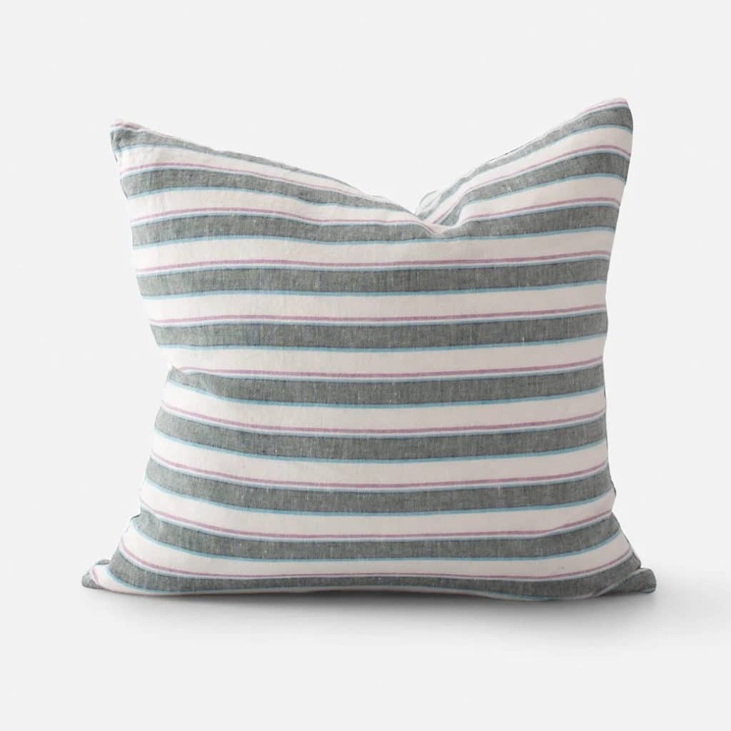 A striped throw pillow
