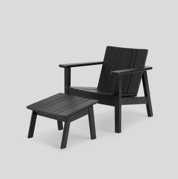 Low black chair and table