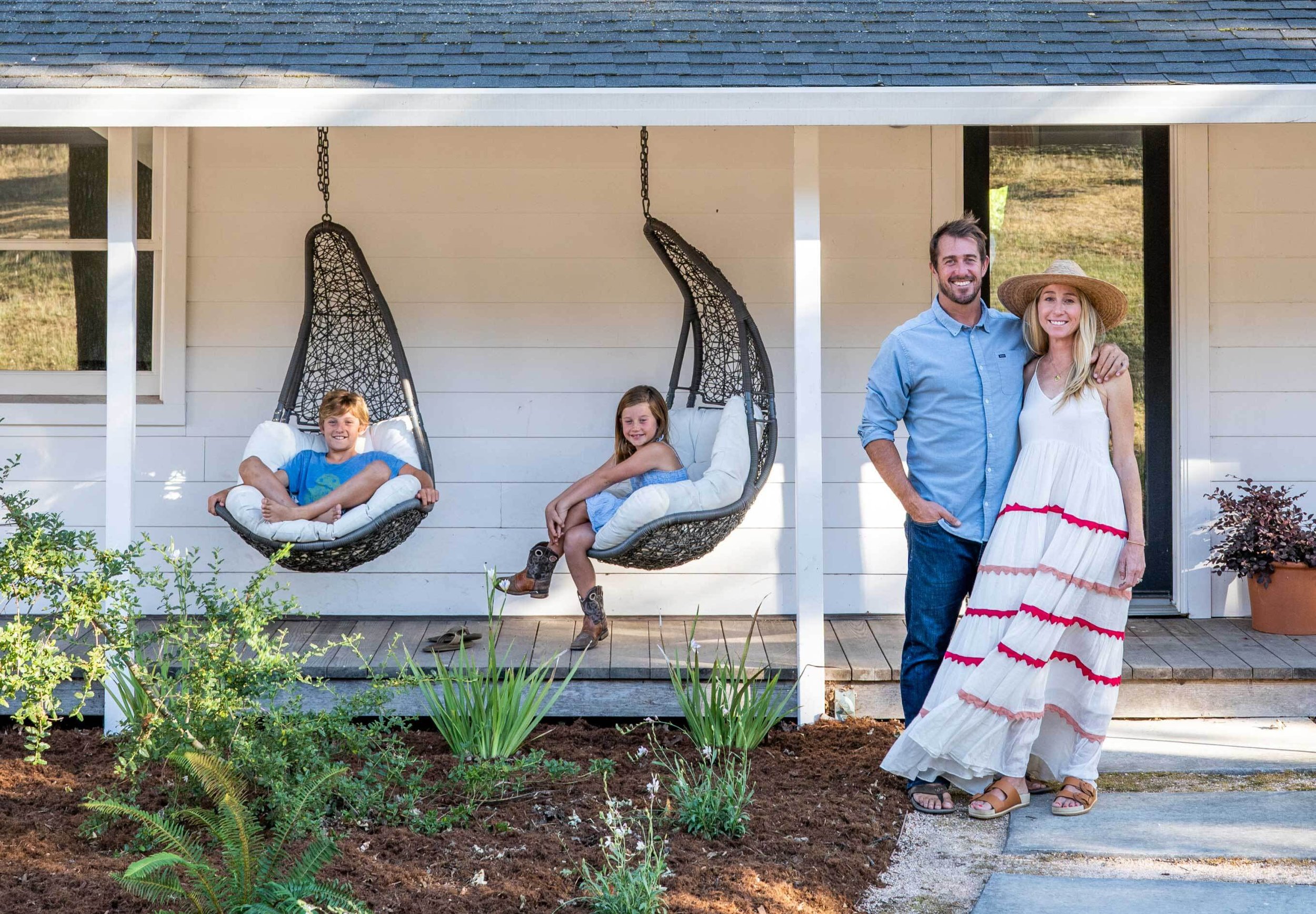 Yardzen cofounders and family in front yard of Calistoga home