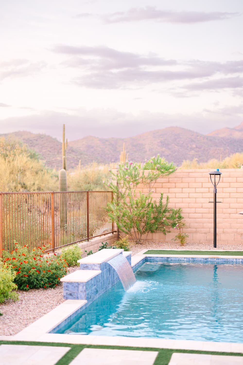 drought tolerant backyard in Arizona with pool