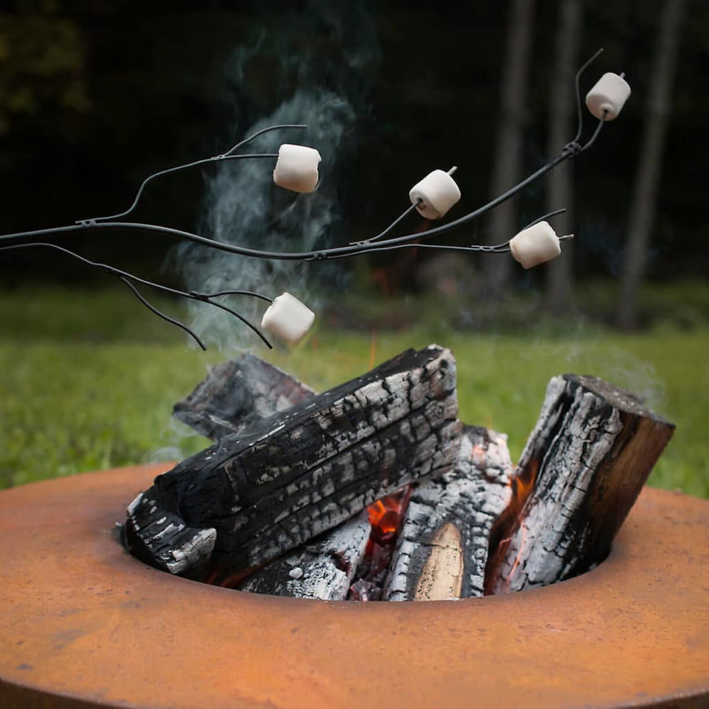 Steel and wood marshmallow roaster