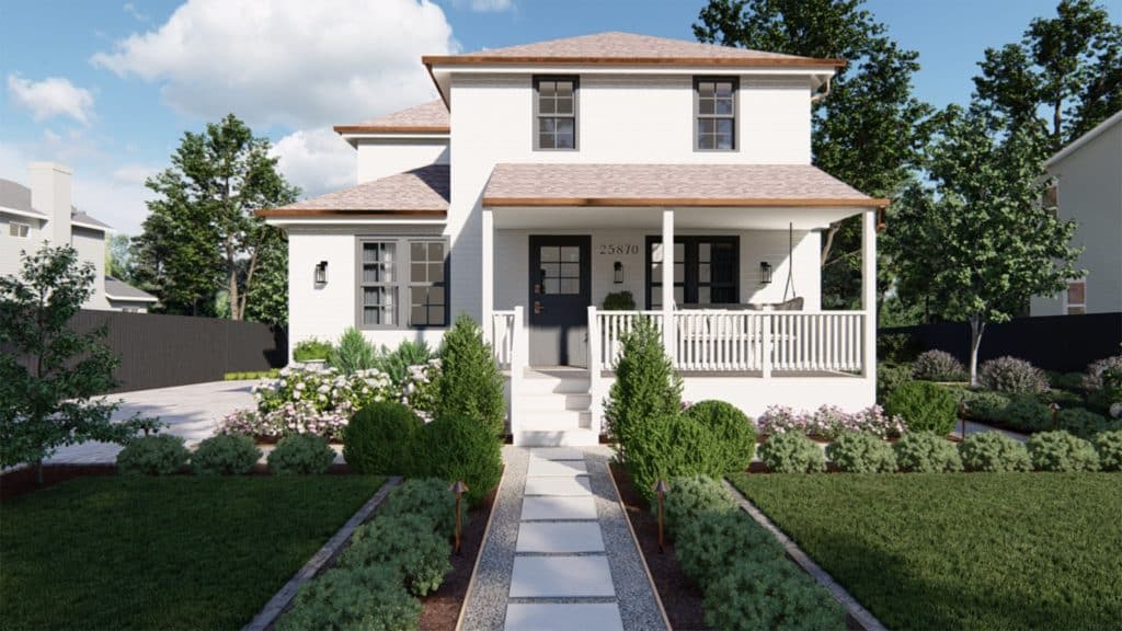 Ohio Yardzen client's front yard landscape design with classic front porch
