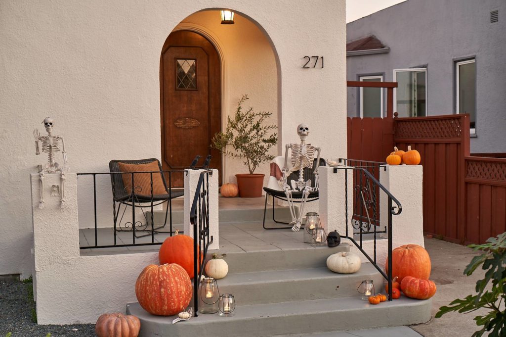 Yardzen front porch with Halloween decor