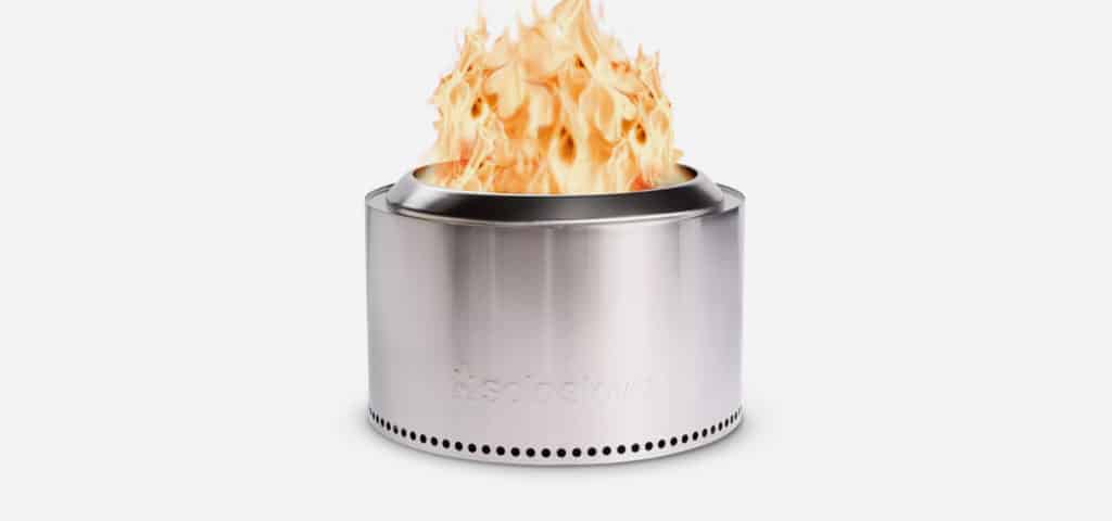 steel solo stove lit with smokeless flame