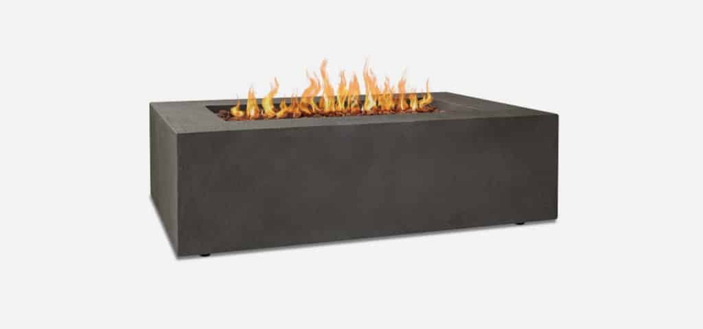 dark grey rectangular fire table