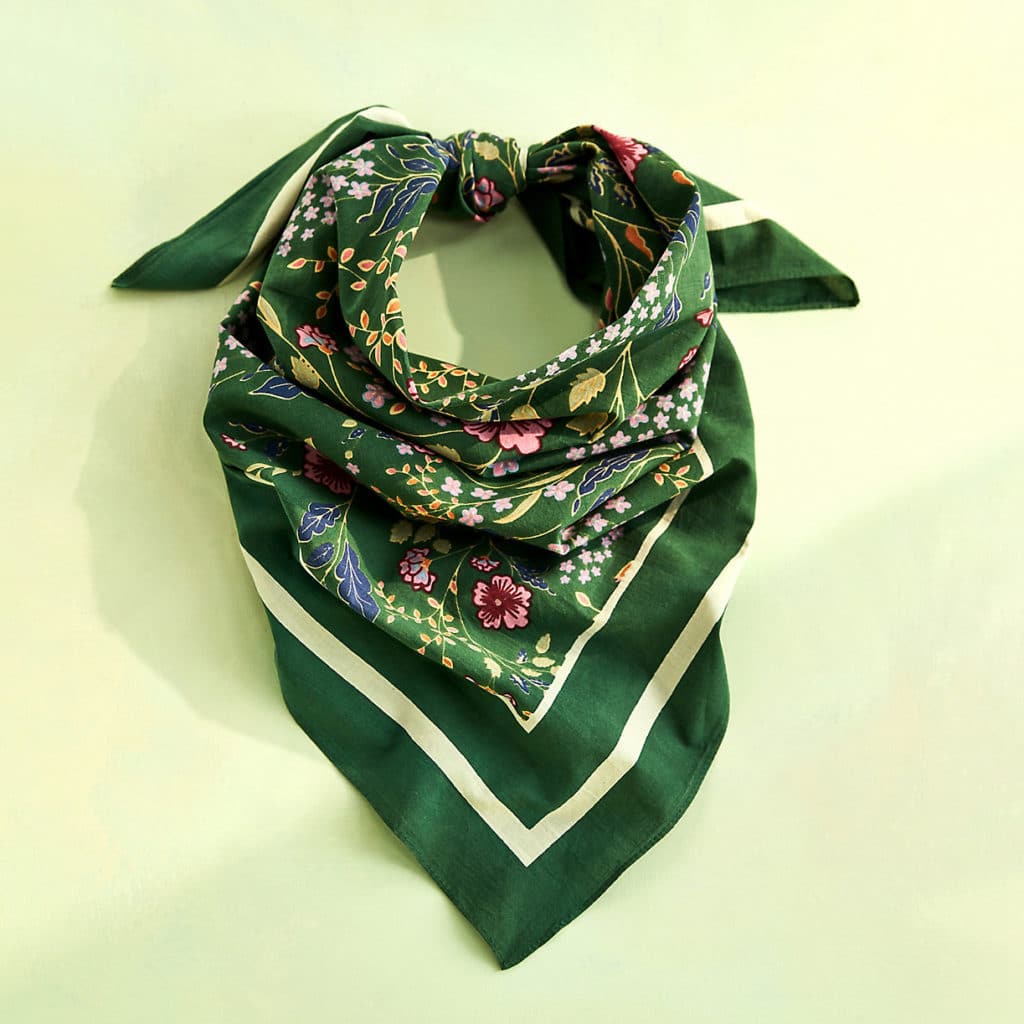 Green bandana with floral print