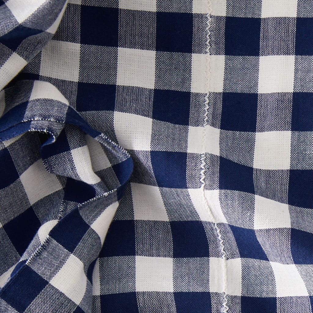 blue and white checkered tablecloth