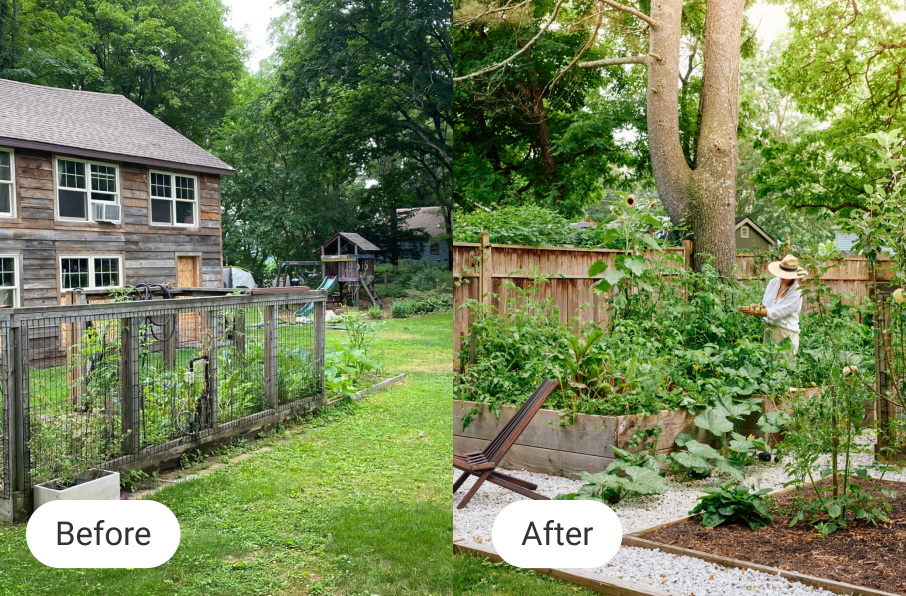 Backyard before and after in Hudson, NY