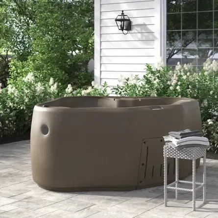 An above-ground hot tub
