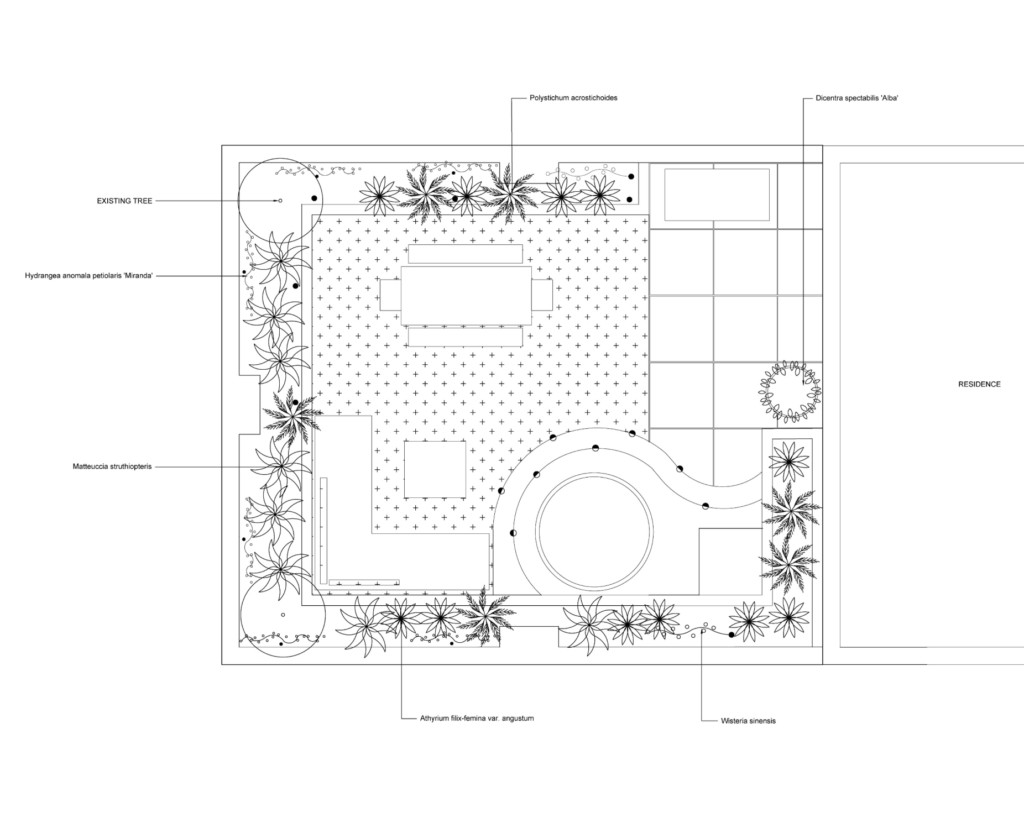 Black and white CAD drawings of Yardzen design