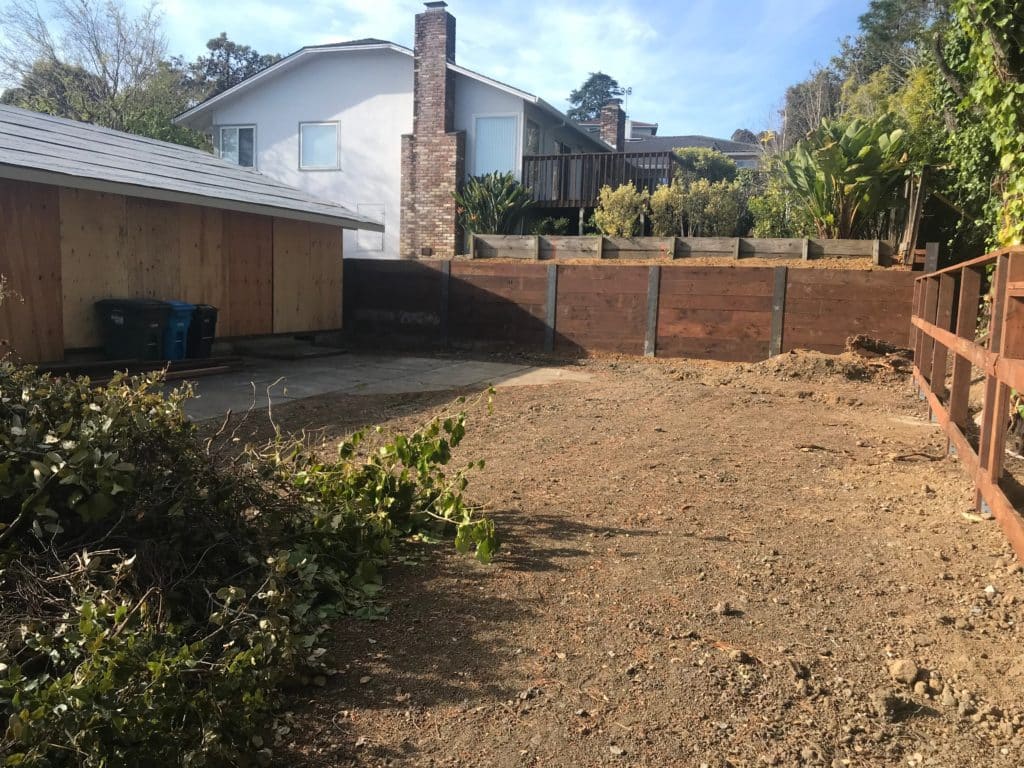 Backyard with dirt, no plants