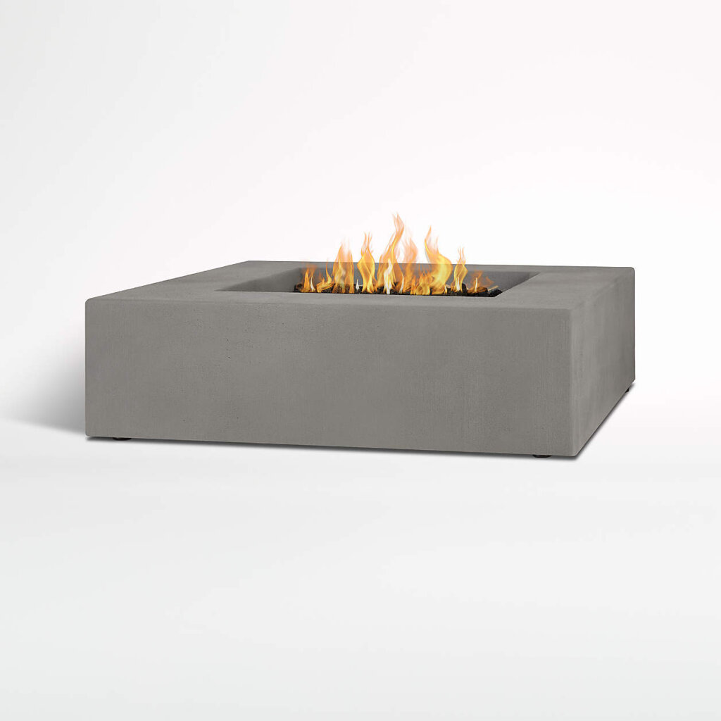 Concrete finish square fire pit table