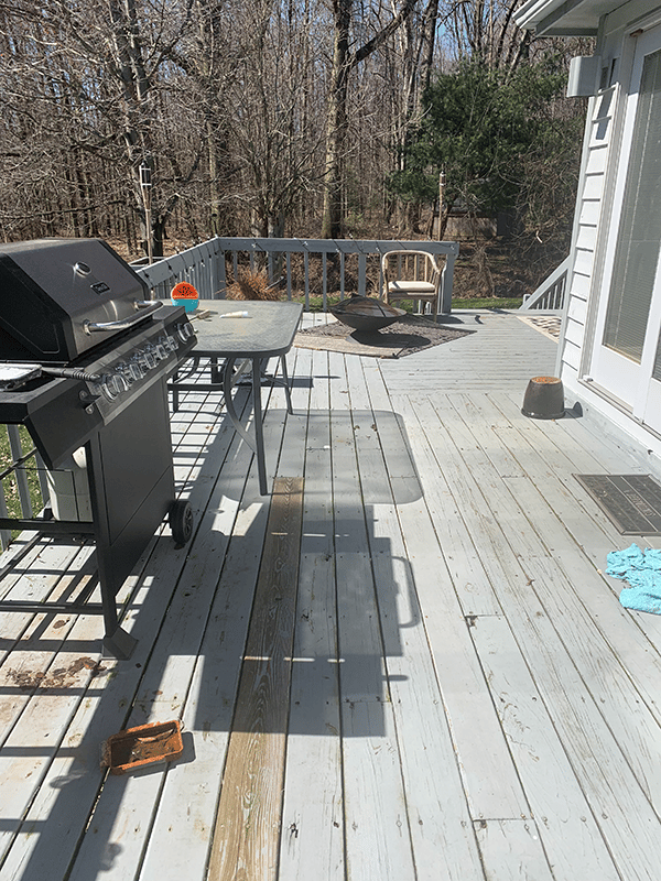 Old deck with bbq grill
